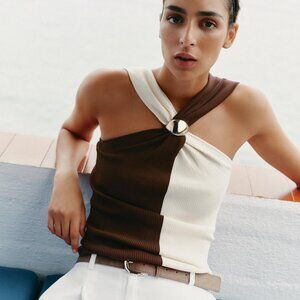 ZARA HALTER TOP WITH HARDWARE DETAIL L